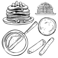 Pancakes set. Vector illustration