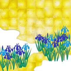 藤の花の金箔風背景イラスト コピースペースあり Wall Mural Efuroku 藤の花の金箔風背景イラスト コピースペースあり Wall Mural Efuroku