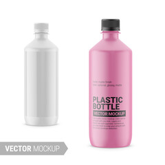 White glossy plastic bottle mockup. Vector illustration.