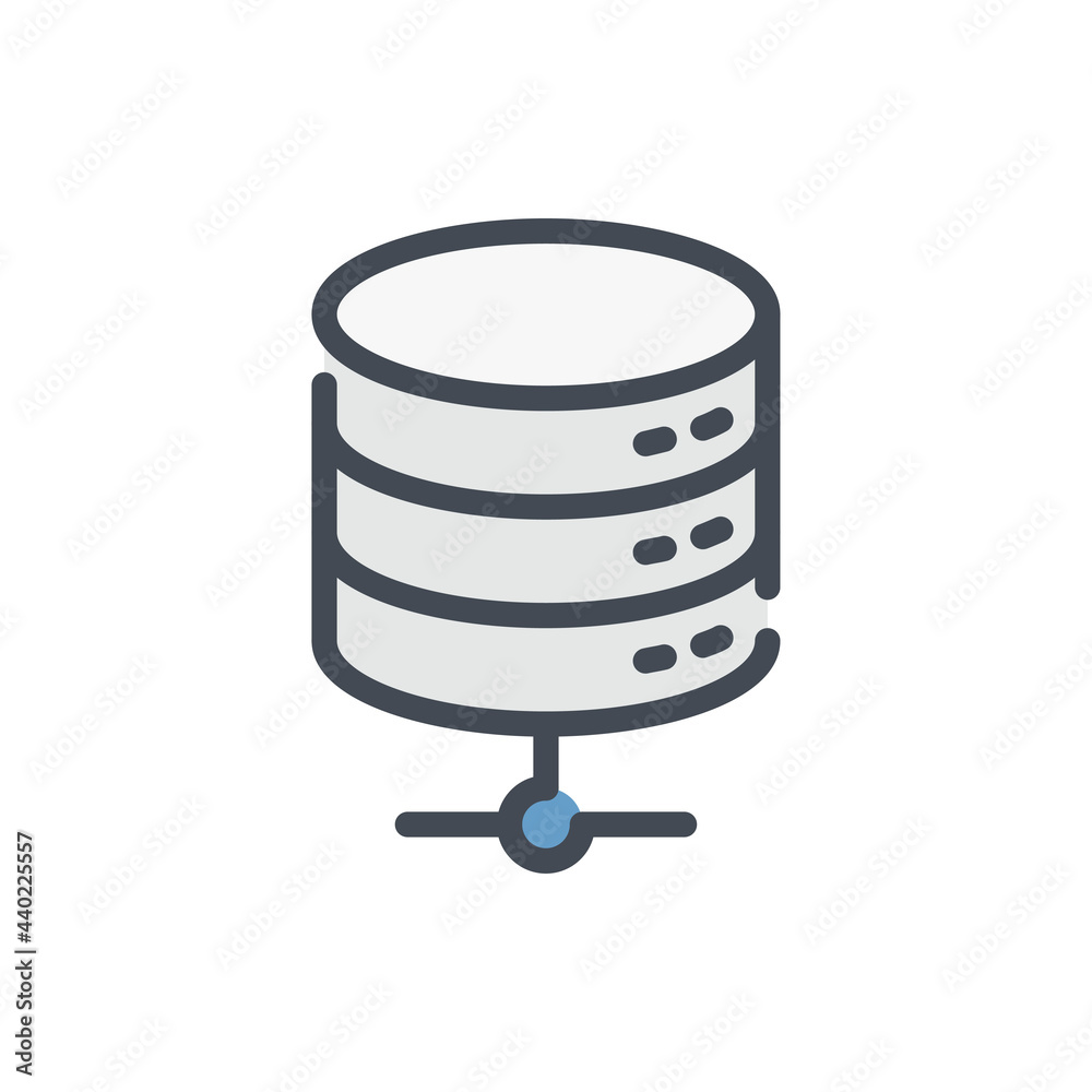 Poster connection to database color line icon. server storage connect vector outline colorful sign.