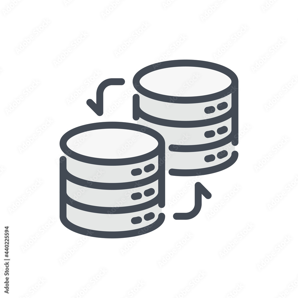 Poster database transfer color line icon. server storage exchange vector outline colorful sign.