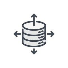 Share database color line icon. Server storage data transfer vector outline colorful sign.