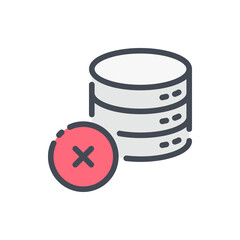 Database problem color line icon. Server storage lost connection vector outline colorful sign.