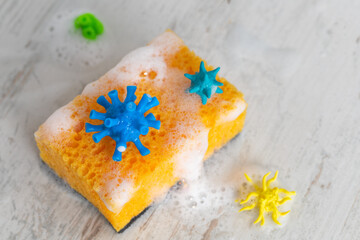 Sponge for washing with viruses and germs.