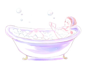 Naklejka premium バスタイムを堪能する女性