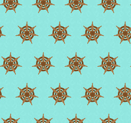 Ship wheel pattern with faded lifebuoy silhouette background.