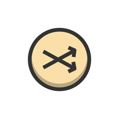 Shuffle filled outline icon.