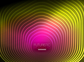 Neon color square shape lines abstract background. Shiny magic energy and motion concept, vector abstract wallpaper background
