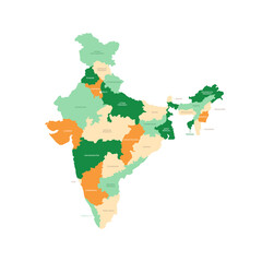 India Country Regions Vector Map