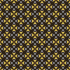 Background pattern with decorative floral ornament on a black background in vintage style, wallpaper. Seamless pattern, texture. Vector image
