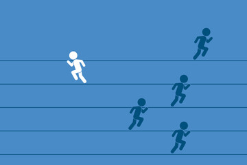 Naklejka premium Think differently concept. Person changing direction. New idea, change, trend, courage, creative solution, innovation and unique way concept.