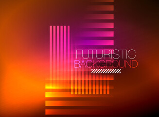 Fototapeta premium Bright neon color techno abstract background, shiny glowing neon lines in the dark background