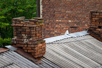 old chimney on the roof