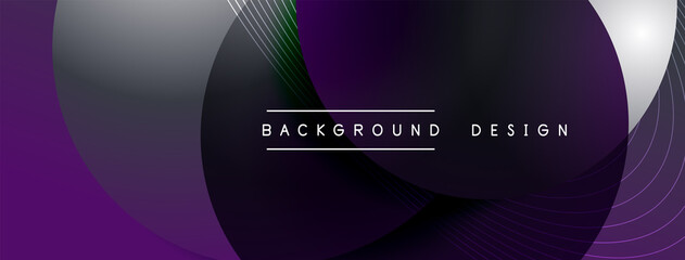 Gradient circles with shadows. Vector techno abstract background. Modern overlapping forms wallpaper background, design template