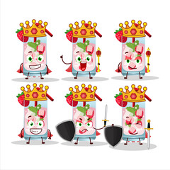 A Charismatic King strawberry mojito cartoon character wearing a gold crown