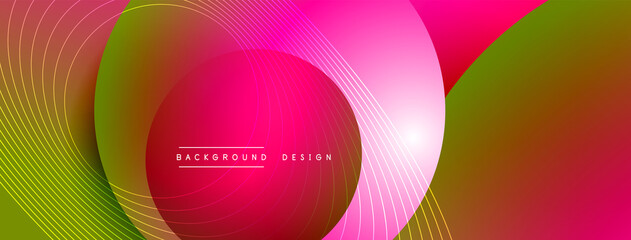 Gradient circles with shadows. Vector techno abstract background. Modern overlapping forms wallpaper background, design template