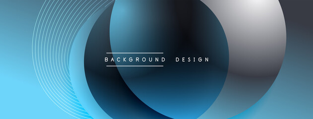 Gradient circles with shadows. Vector techno abstract background. Modern overlapping forms wallpaper background, design template