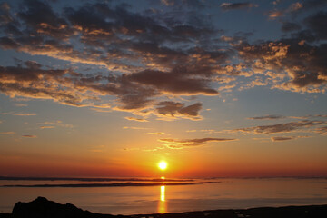 Fototapeta premium Sunset from Mofjellet mountain, ,Helgeland,Nordland county,scandinavia,Europe