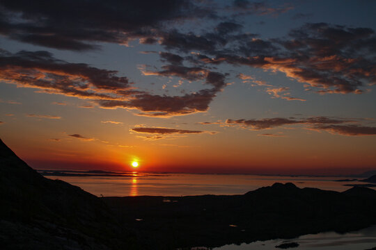Sunset  from Mofjellet mountain, ,Helgeland,Nordland county,scandinavia,Europe