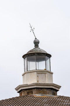 Close Up Detail of the Lantern of a Lighthouse. Cape Tourinan, La Coruna, Spain