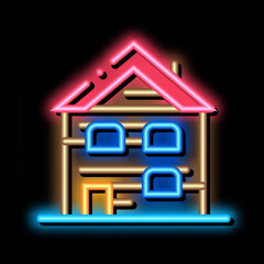 ski resort cabin building neon light sign vector. Glowing bright icon ski resort cabin building sign. transparent symbol illustration