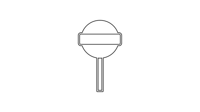 Black line Lollipop icon isolated on white background. Food, delicious symbol. 4K Video motion graphic animation