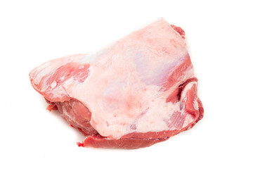 piece of raw pork on a white background. isolated. 