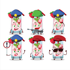 A dedicated Police officer of strawberry mojito mascot design style