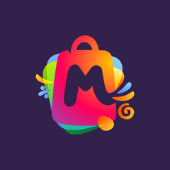 M letter logo with shopping bag and Sale icons.