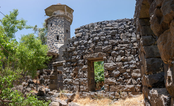 Remains of mosque in Zurman, an abandoned Circassian village in the Golan Heights near the Israel-Syria border.