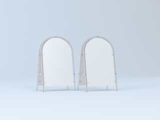 Two White Street Stands Mockup on light background