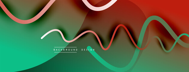 Abstract gradient background with wave line with shadow effect. Geometric composition. 3D shadow effects and fluid gradients