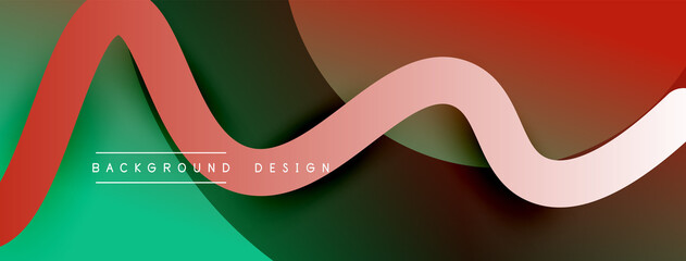 Abstract gradient background with wave line with shadow effect. Geometric composition. 3D shadow effects and fluid gradients