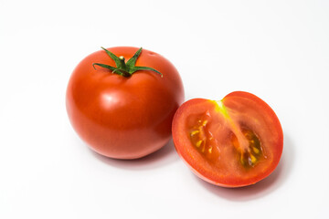 Red tomato on a white background
