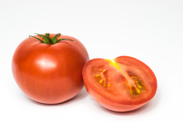 Red tomato on a white background