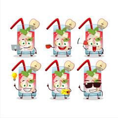 Apple mojito cartoon character with various types of business emoticons