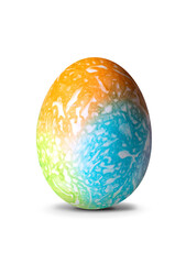 Colored egg with shadow on white background