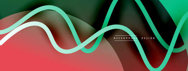 Abstract gradient background with wave line with shadow effect. Geometric composition. 3D shadow effects and fluid gradients