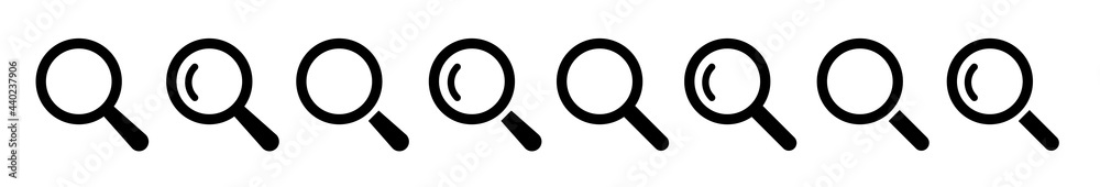 Sticker Magnifying glass icon symbol. Search bar design element. Loupe sign isolated.