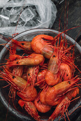 spot prawns on ice