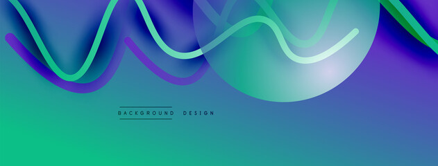 Abstract gradient background with wave line with shadow effect. Geometric composition. 3D shadow effects and fluid gradients