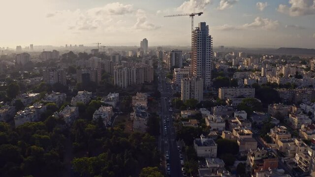 Flying above south Tel Aviv in Israel, Hatikva area, 4k aerial drone footage
