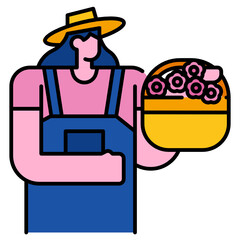 Woman with flower basket icon