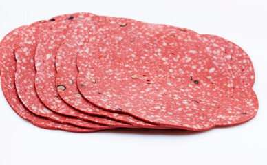 sliced vegetarian sausage is reminiscent of pepperoni