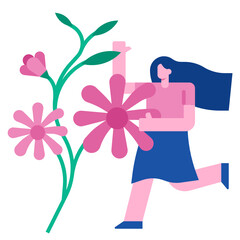 Woman with flowers icon