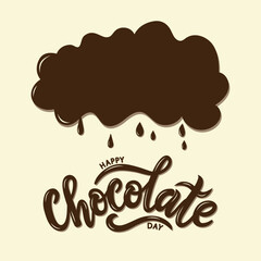  Hand sketched Happy Chocolate day lettering typography. Template for greeting card, flyer, poster, banner. EPS 10