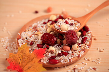 Cereal grains , seeds, beans, Lotus seeds and red dates