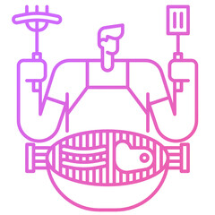 Man cooking barbecue icon