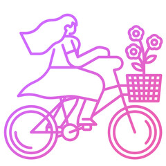 Young Woman rides bicycle icon