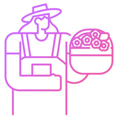 Woman with flower basket icon